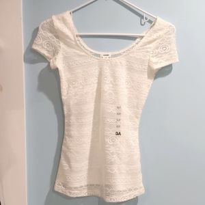 Garage White crochet lace top NEVER WORN